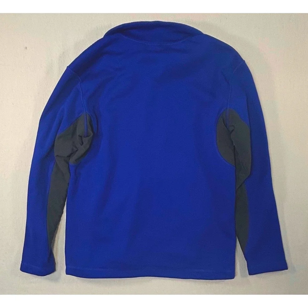 The North Face Mens Blue Grid Fleece Full Zip Jacket Gray Panels Large F12